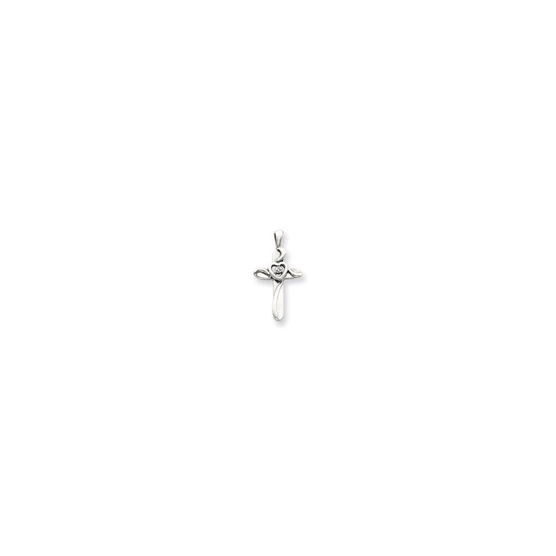 14K Weißgold Kreuzanhänger mit VS-Diamant