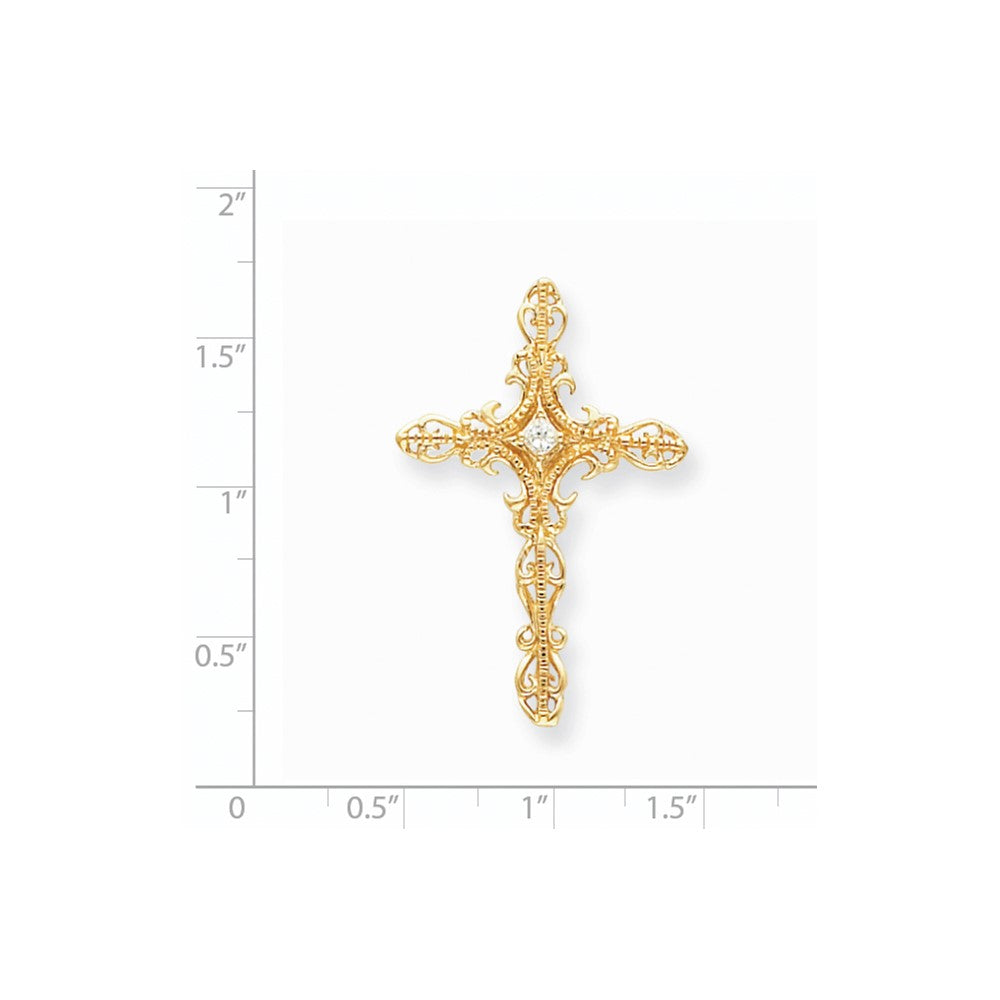 14K Gelbgold Kreuzanhänger mit echten AA-Diamanten