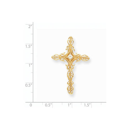 14K Gelbgold Kreuzanhänger mit echten AA-Diamanten