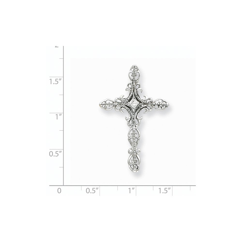 14K Weißgold AA Echtdiamant-Kreuzanhänger