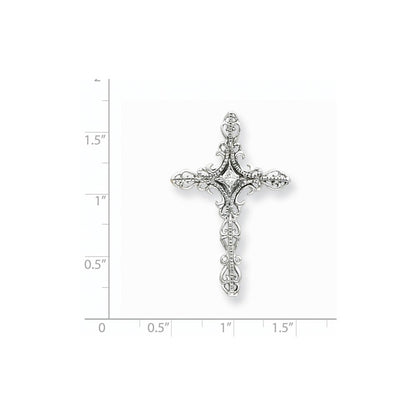 14K Weißgold AAA Echter Diamant Kreuzanhänger