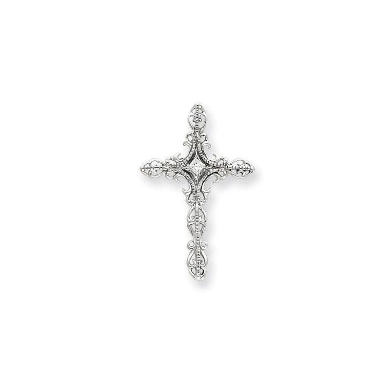 14K Weißgold AA Echtdiamant-Kreuzanhänger