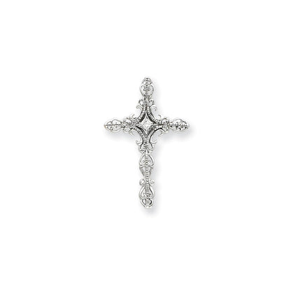 14K Weißgold AAA Echter Diamant Kreuzanhänger