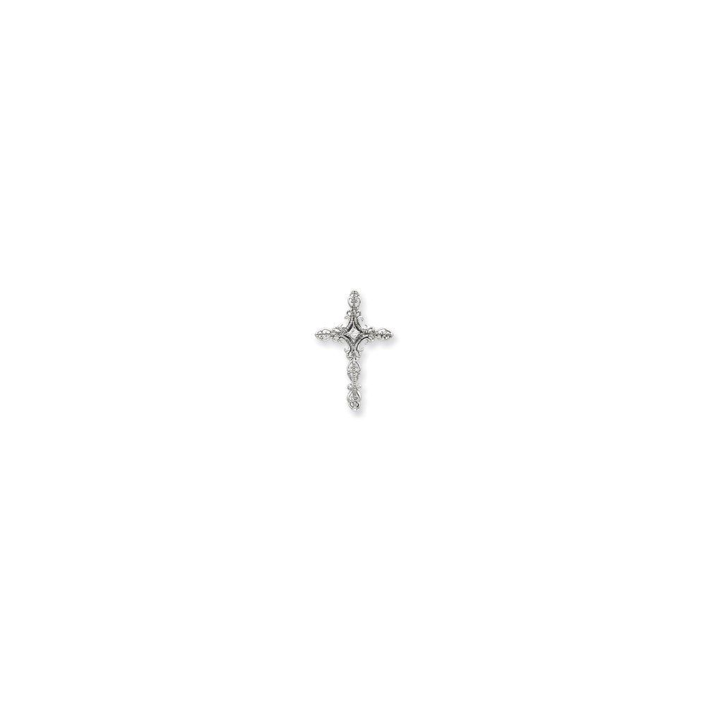 14K Weißgold Kreuzanhänger mit echtem Diamant VS