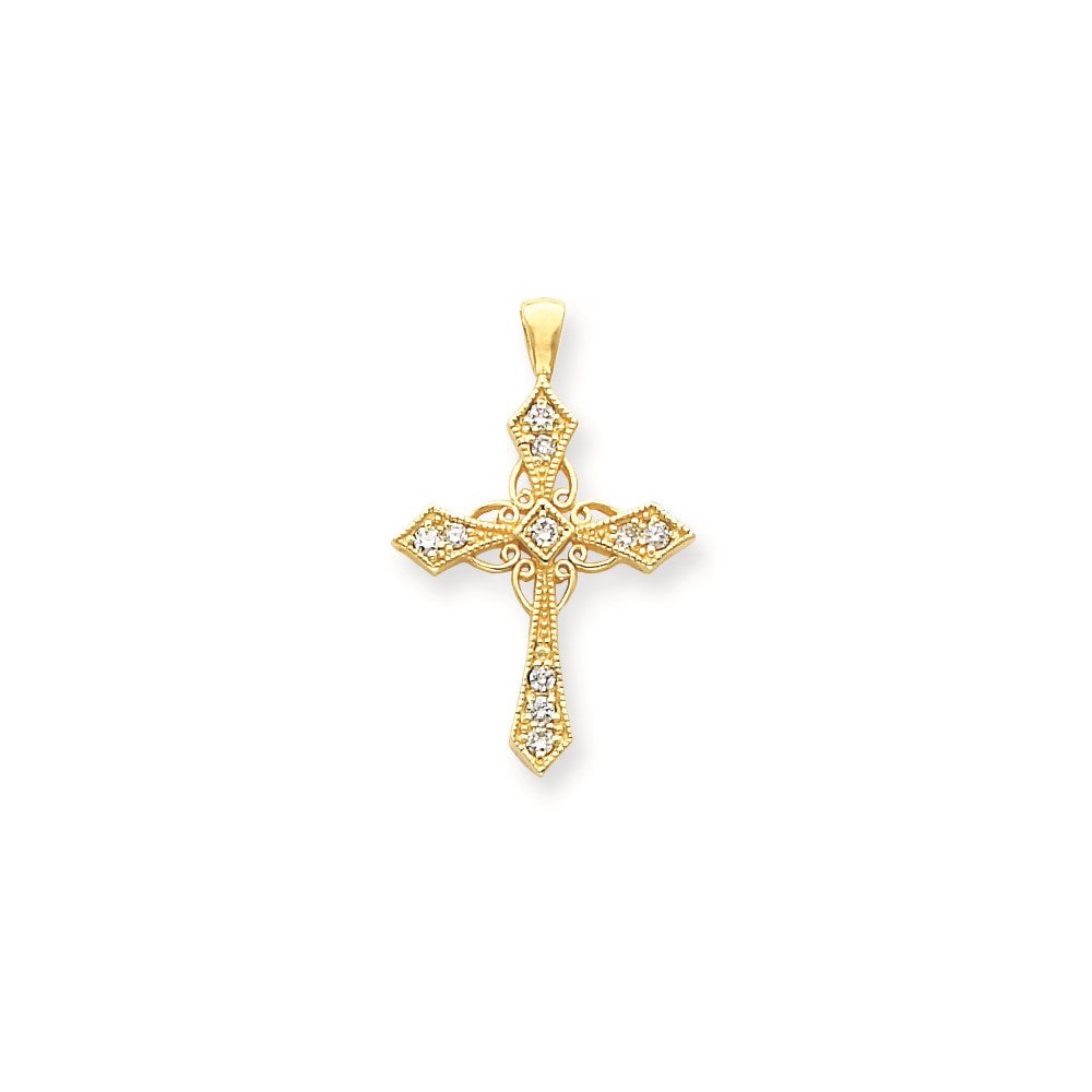14K Gold Kreuz-Anhänger mit AA Diamant