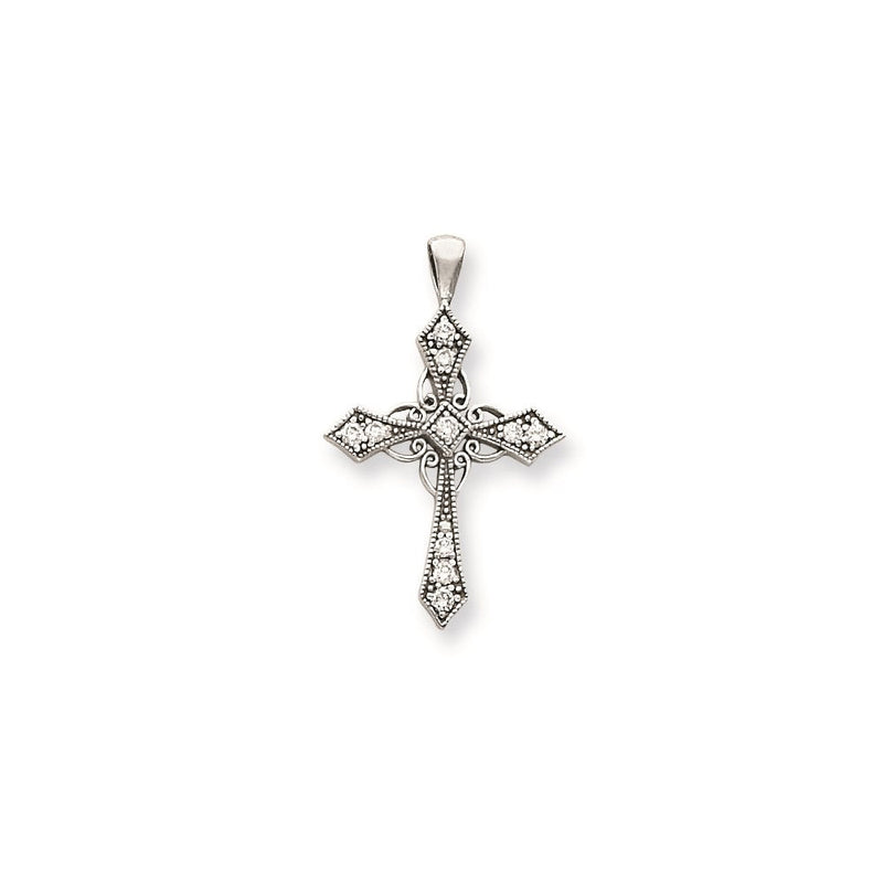 14K Weißgold Diamant-Kreuzanhänger