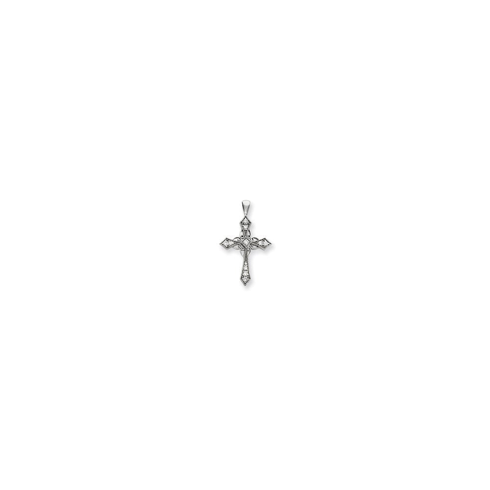 14K Weißgold-Anhänger „Kreuz“ mit VS-Diamant