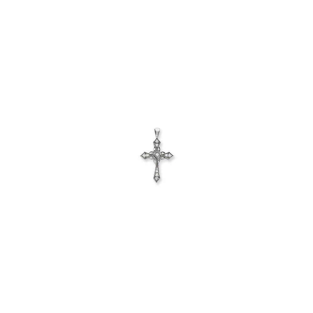 14K Weißgold Diamant-Kreuzanhänger