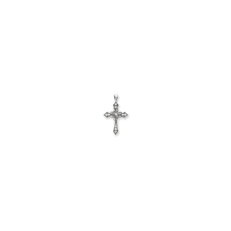 14K Weißgold Diamant-Kreuzanhänger