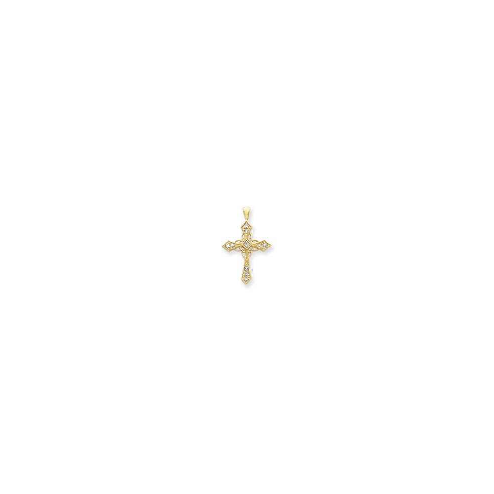 14K Gelbgold Diamant-Kreuzanhänger (VS)