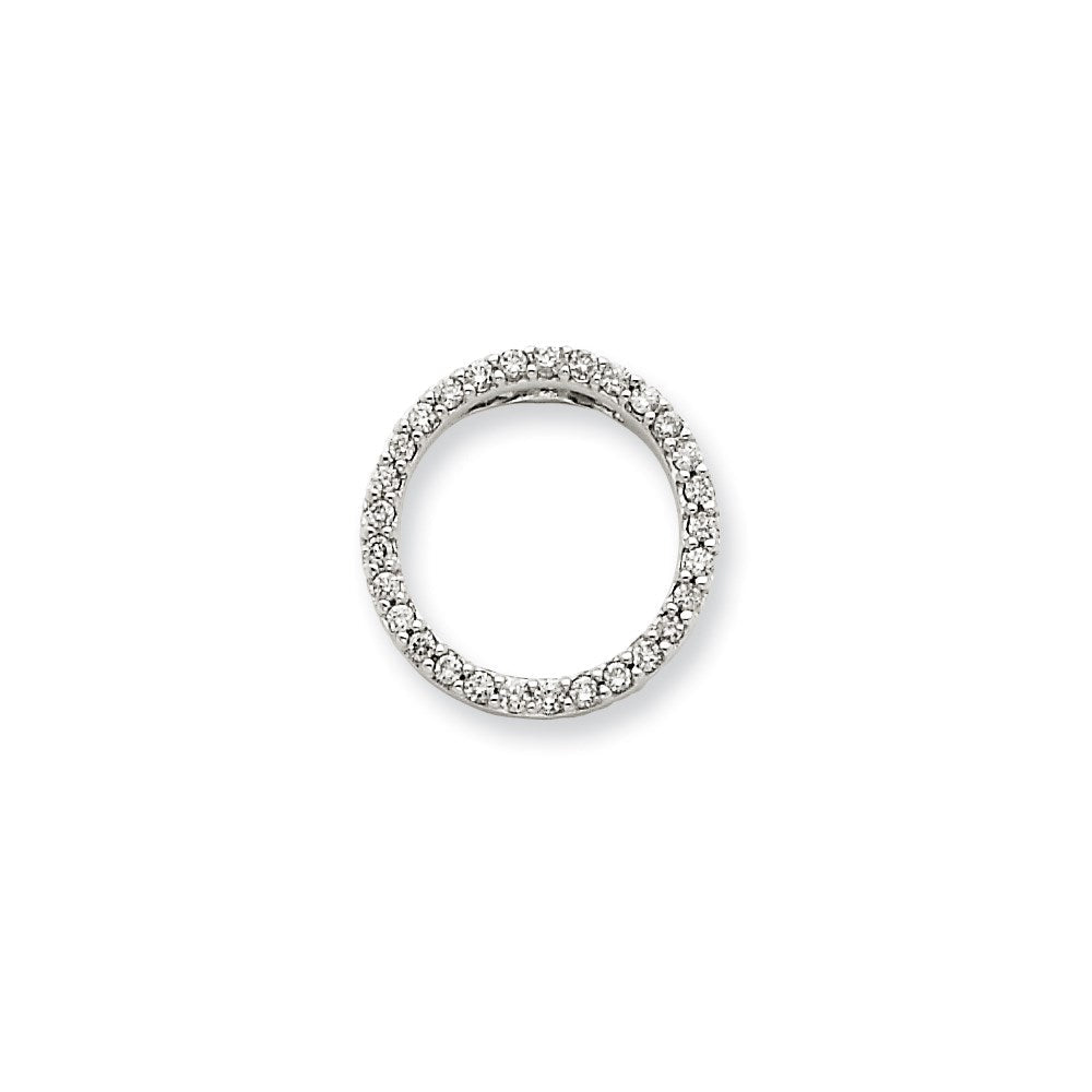 14K Weißgold Anhänger mit echtem Diamant-Kreis