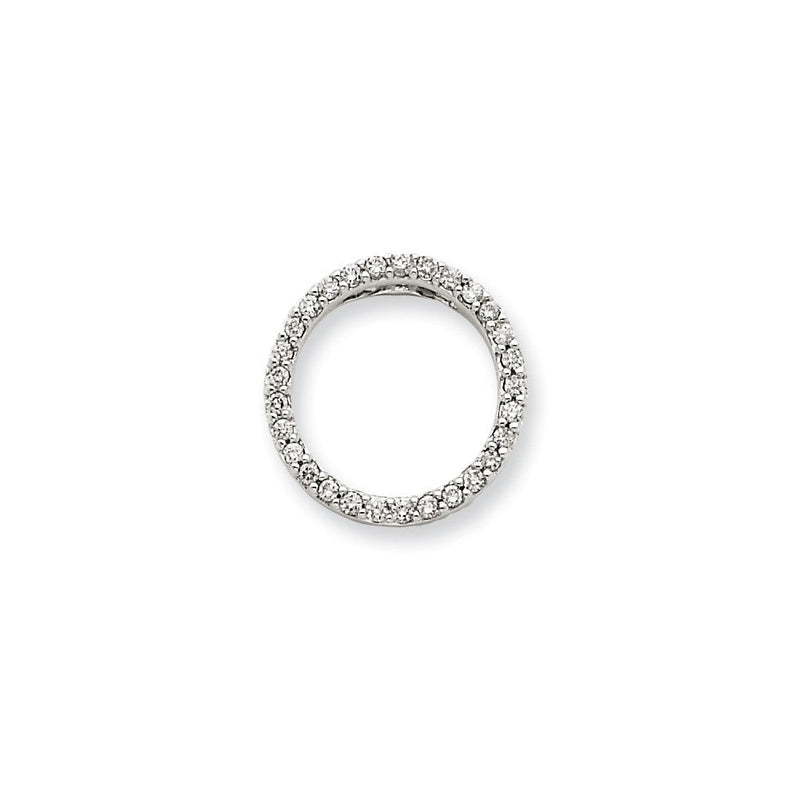 14K Weißgold Anhänger mit echtem Diamant-Kreis