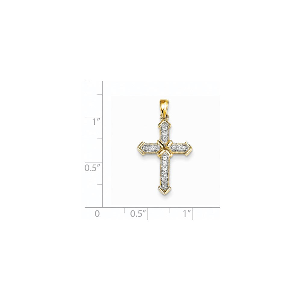 14K Gelbgold Passion Kreuzanhänger mit echten Diamanten