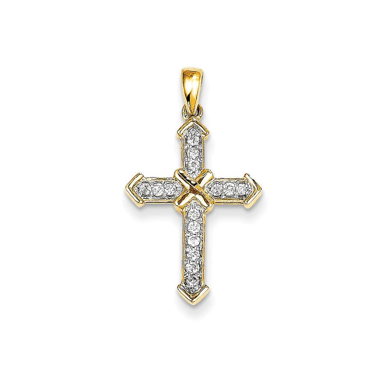 14K Gelbgold Passion Kreuzanhänger mit echten Diamanten