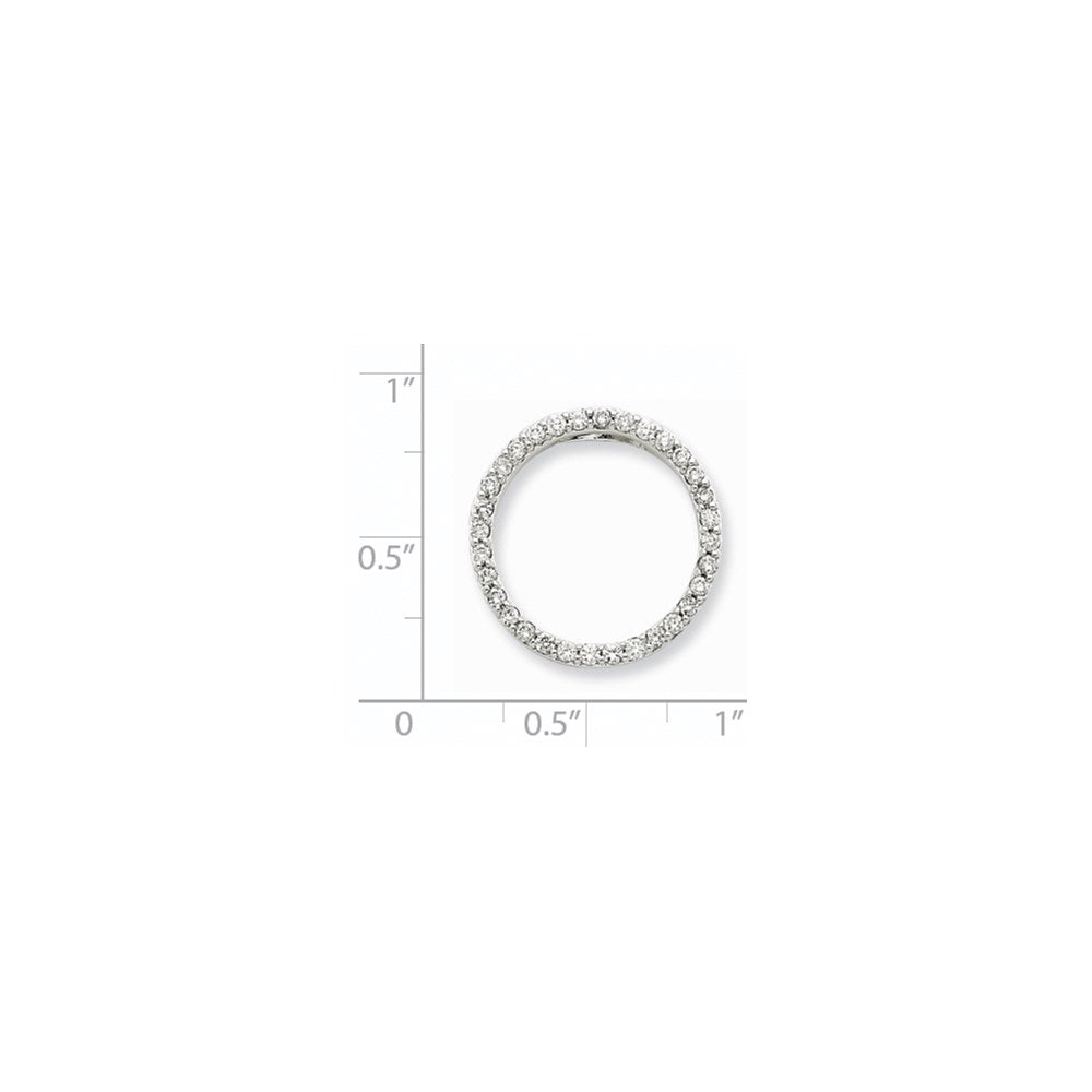 14K Weißgold Anhänger mit echtem Diamanten, Kreis-Design