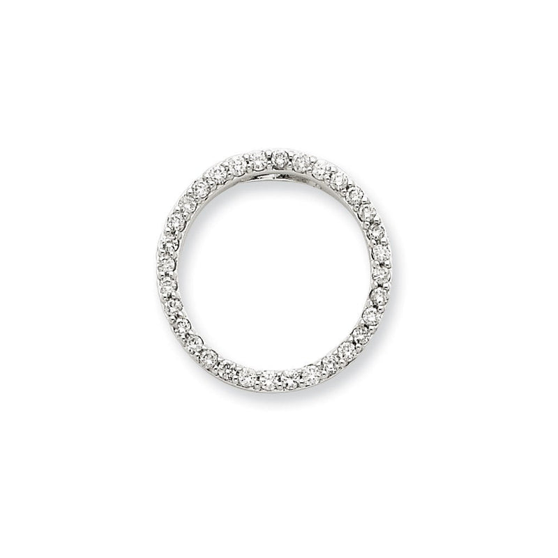 14K Weißgold Anhänger mit echtem Diamanten, Kreis-Design