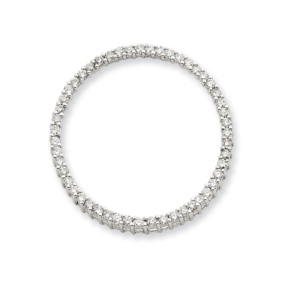 14K Weißgold Anhänger mit echtem Diamanten, rund
