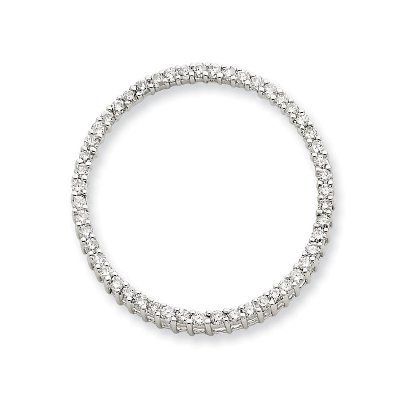 14K Weißgold Anhänger mit echtem Diamanten, rund