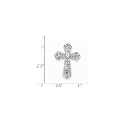 14K Weißgold Diamant-Anhänger Kreuz