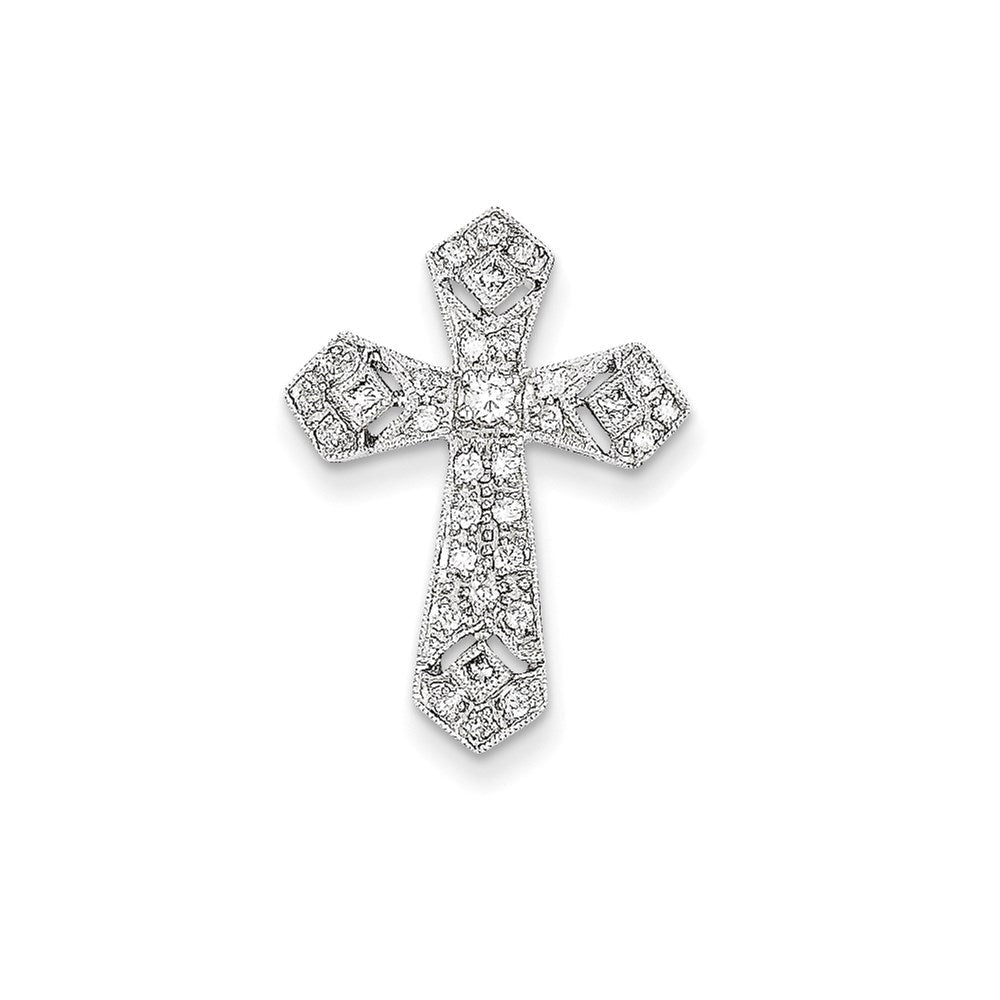 14K Weißgold Diamant-Anhänger Kreuz