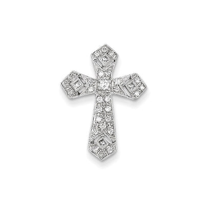 14K Weißgold Diamant-Anhänger Kreuz