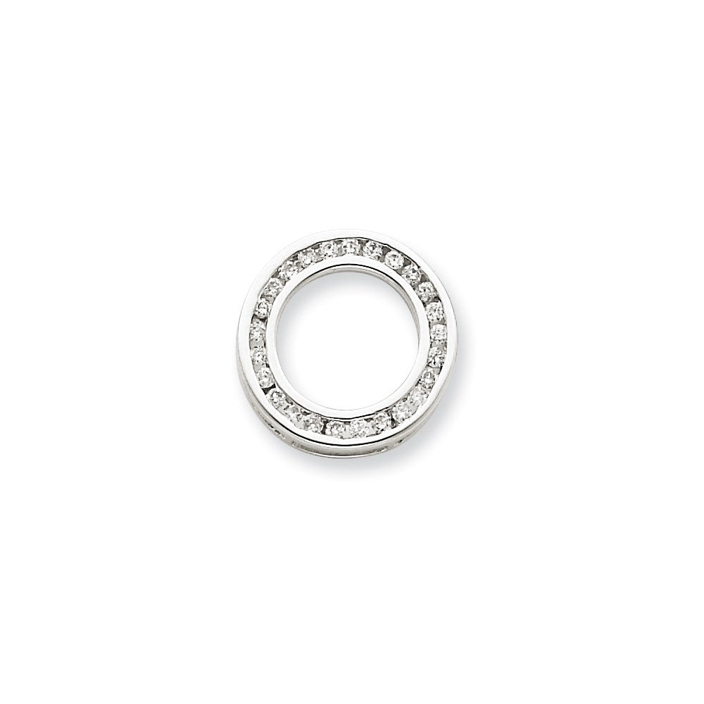 14K Weißgold Kreisanhänger mit echtem Diamant