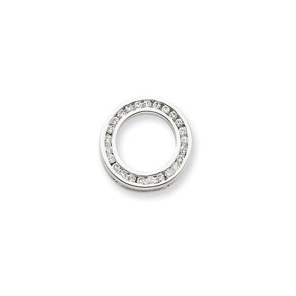 14K Weißgold Kreisanhänger mit echtem Diamant