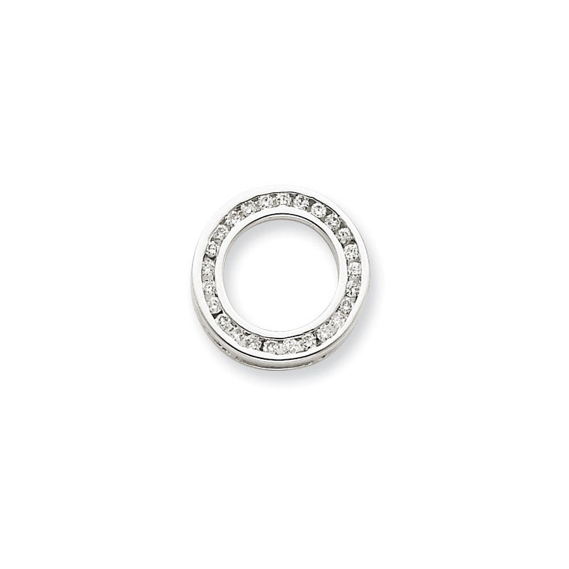 14K Weißgold Kreisanhänger mit echtem Diamant