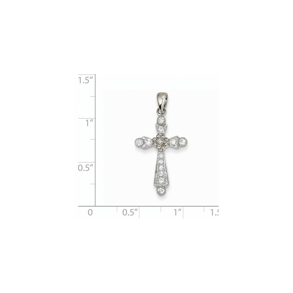 14K Weißgold Kreuz-Anhänger mit echten Diamanten