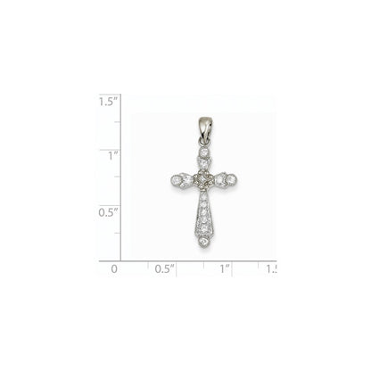 14K Weißgold Kreuz-Anhänger mit echten Diamanten