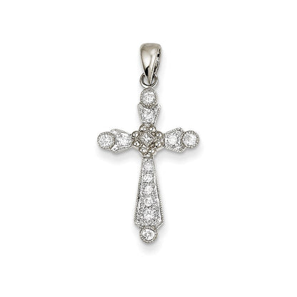 14K Weißgold Kreuz-Anhänger mit echten Diamanten