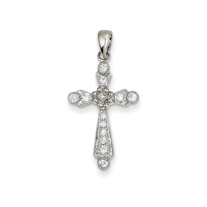 14K Weißgold Kreuz-Anhänger mit echten Diamanten
