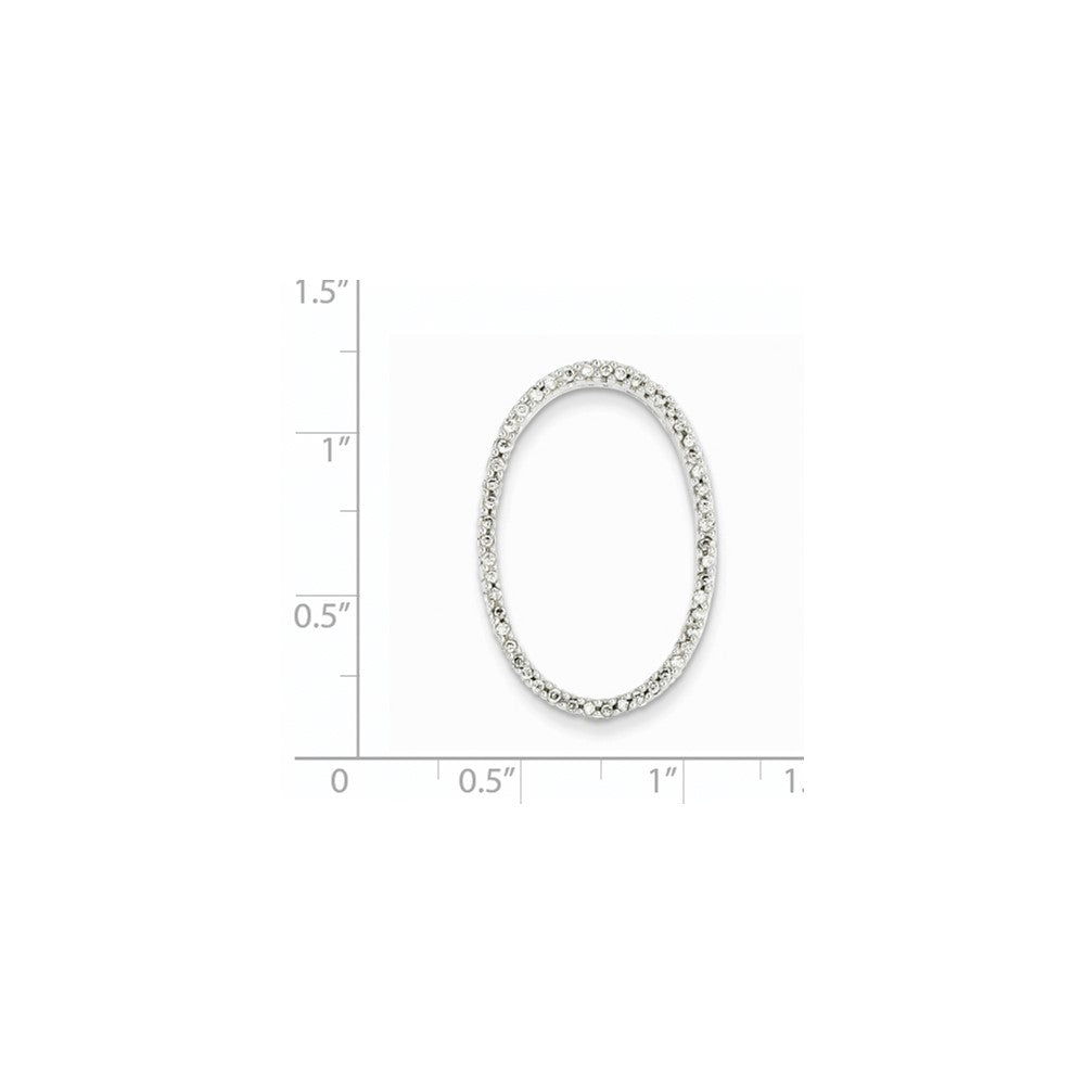 14K Weißgold Ovaler Anhänger mit echtem Diamanten