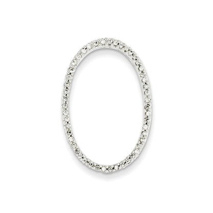 14K Weißgold Ovaler Anhänger mit echtem Diamanten