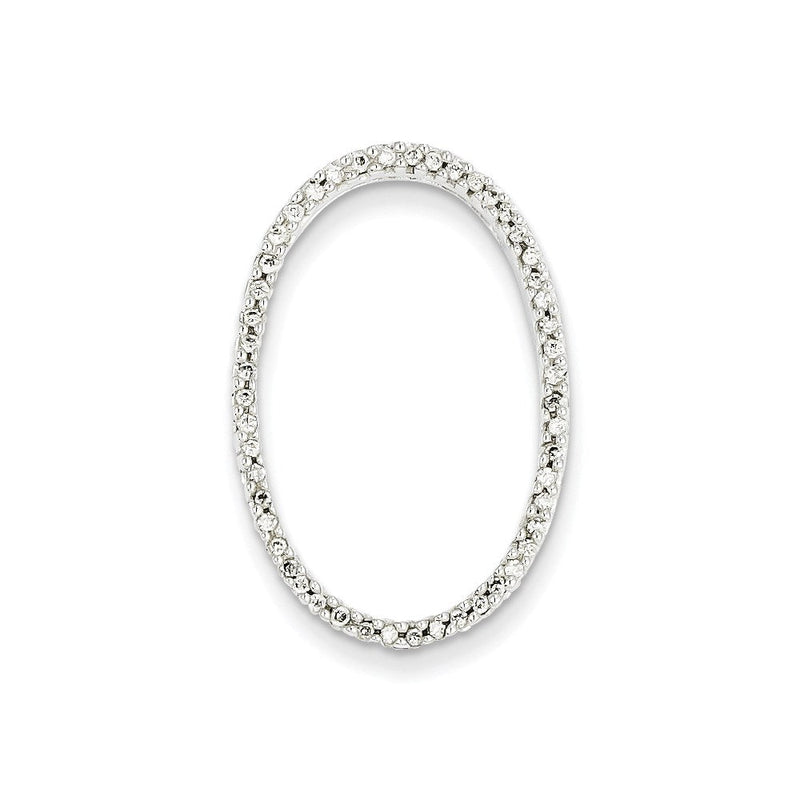14K Weißgold Ovaler Anhänger mit echtem Diamanten