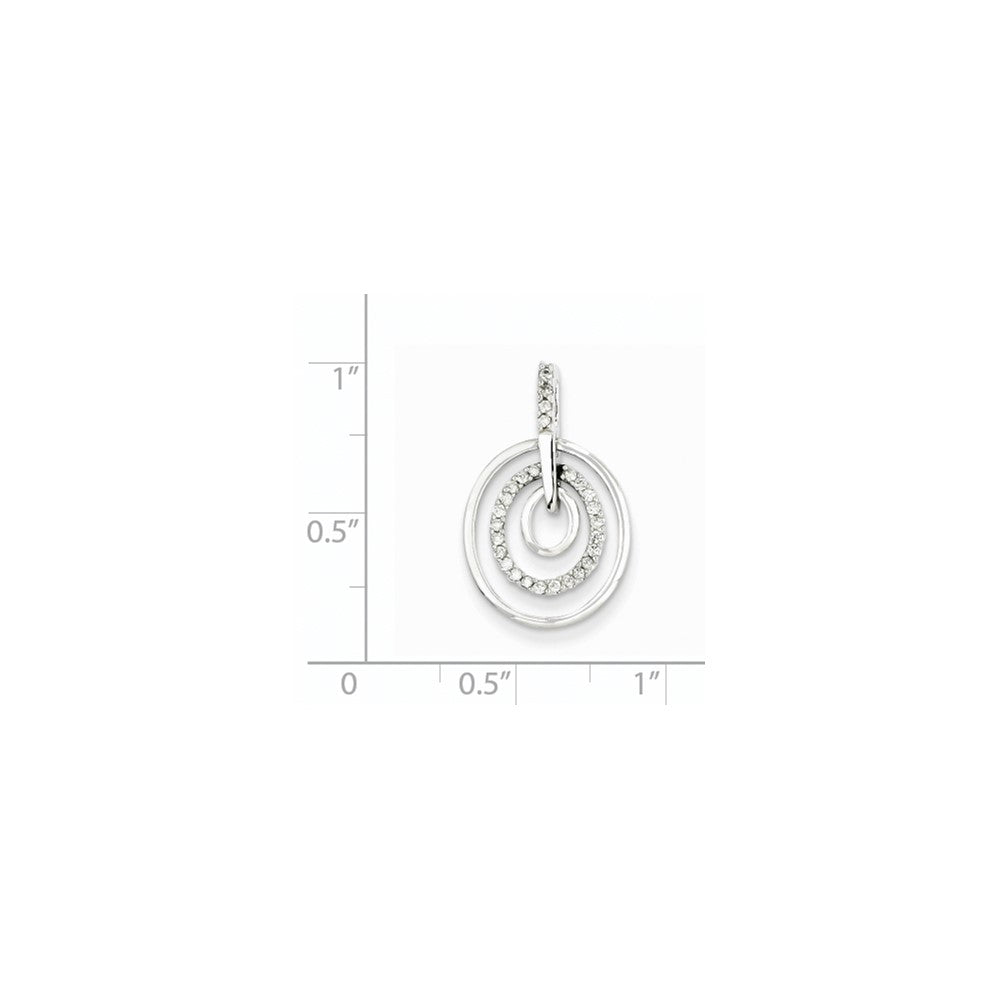 14K Weißgold Dreifach-Kreis-Anhänger mit echten Diamanten