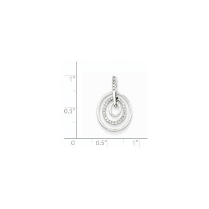 14K Weißgold Dreifach-Kreis-Anhänger mit echten Diamanten
