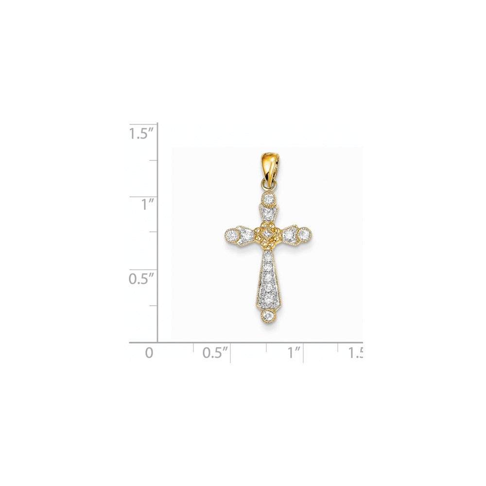 14K Gelbgold Kreuzanhänger mit echten Diamanten