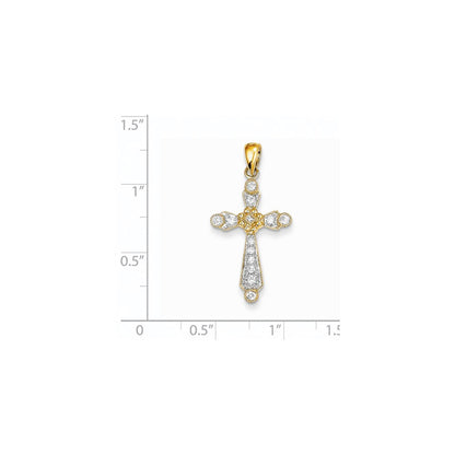 14K Gelbgold Kreuzanhänger mit echten Diamanten