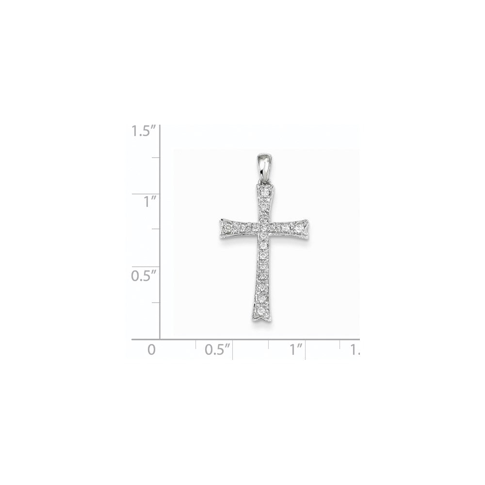 14K Weißgold Kreuz-Anhänger mit echten Diamanten