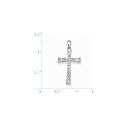 14K Weißgold Kreuz-Anhänger mit echten Diamanten