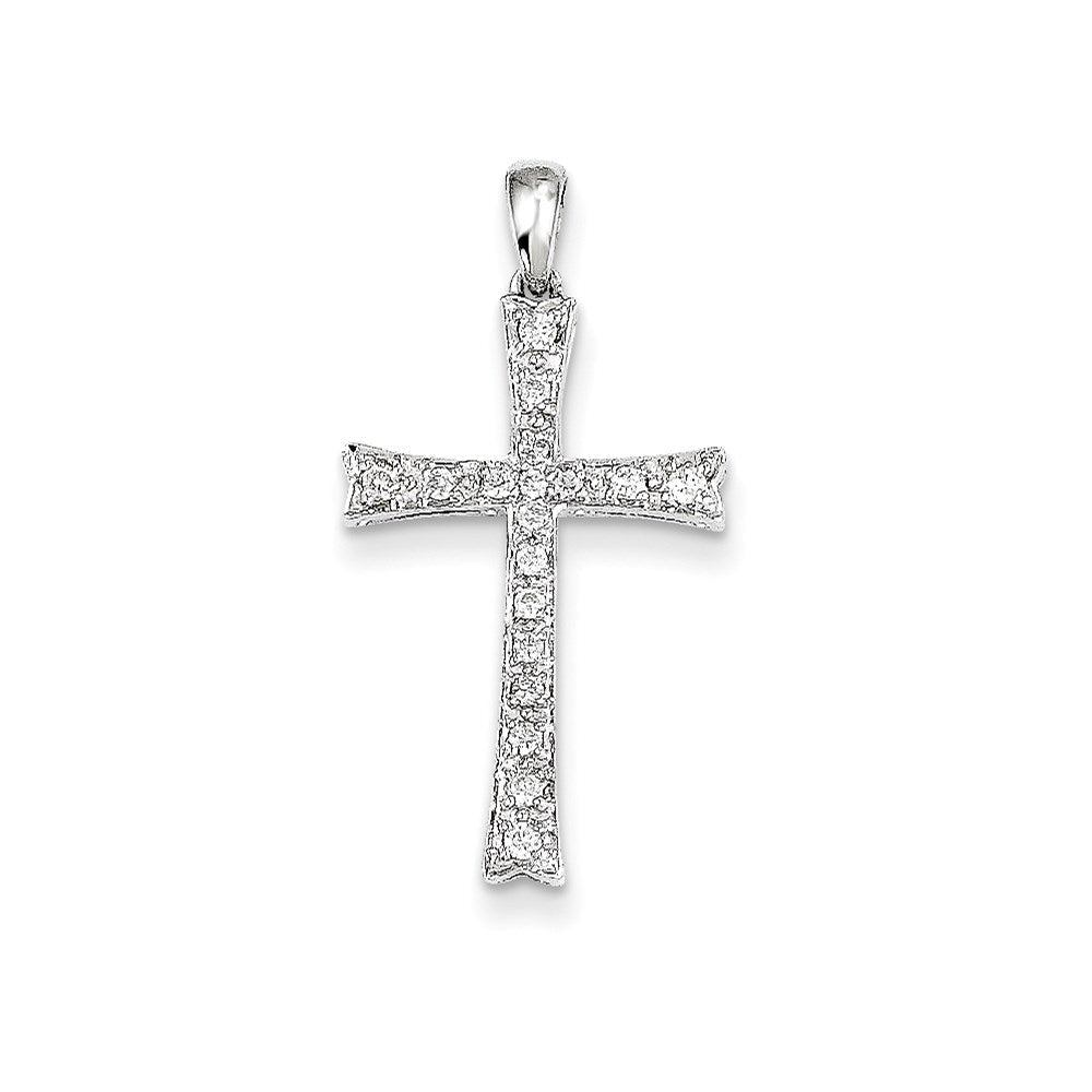 14K Weißgold Kreuz-Anhänger mit echten Diamanten