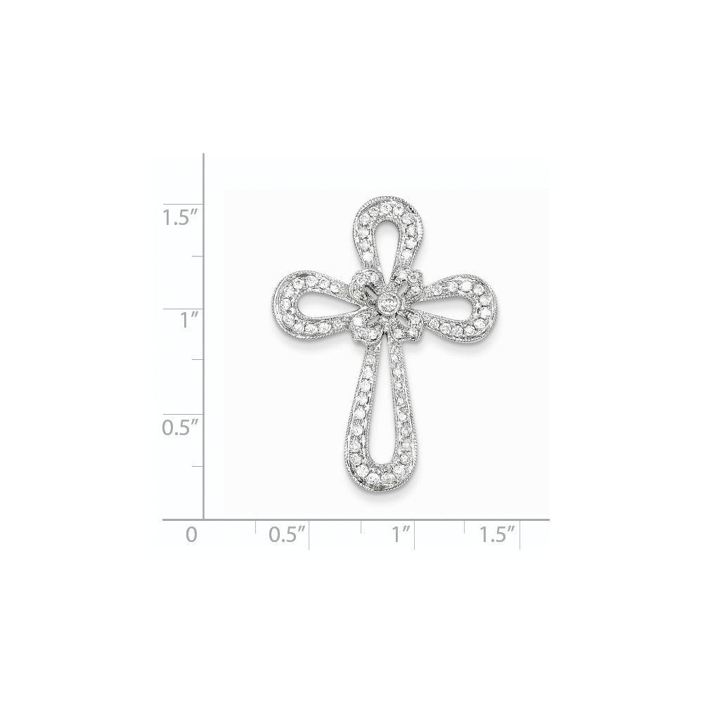14K Weißgold Filigran Echtdiamant Kreuzanhänger