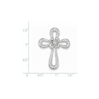 14K Weißgold Filigran Echtdiamant Kreuzanhänger