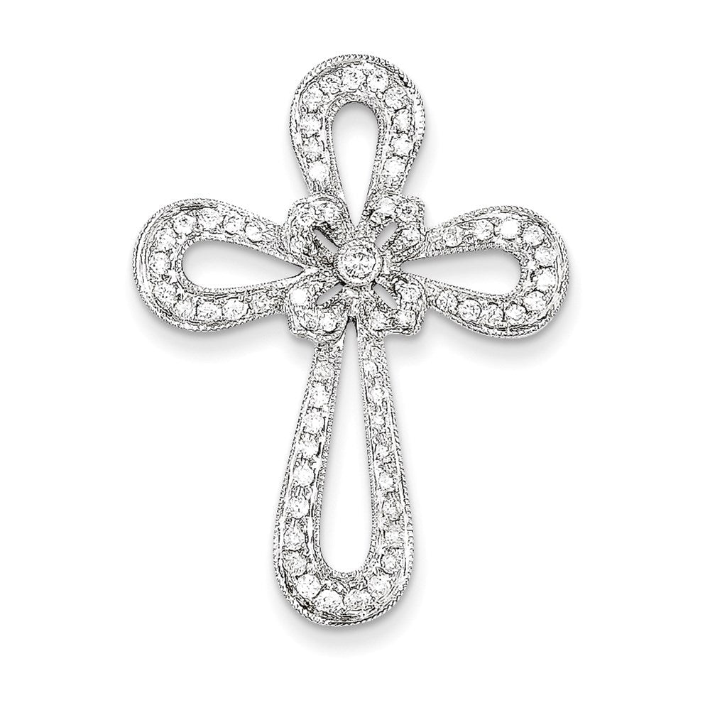 14K Weißgold Filigran Echtdiamant Kreuzanhänger