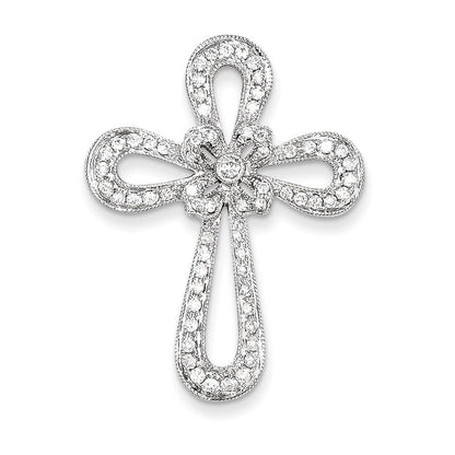 14K Weißgold Filigran Echtdiamant Kreuzanhänger