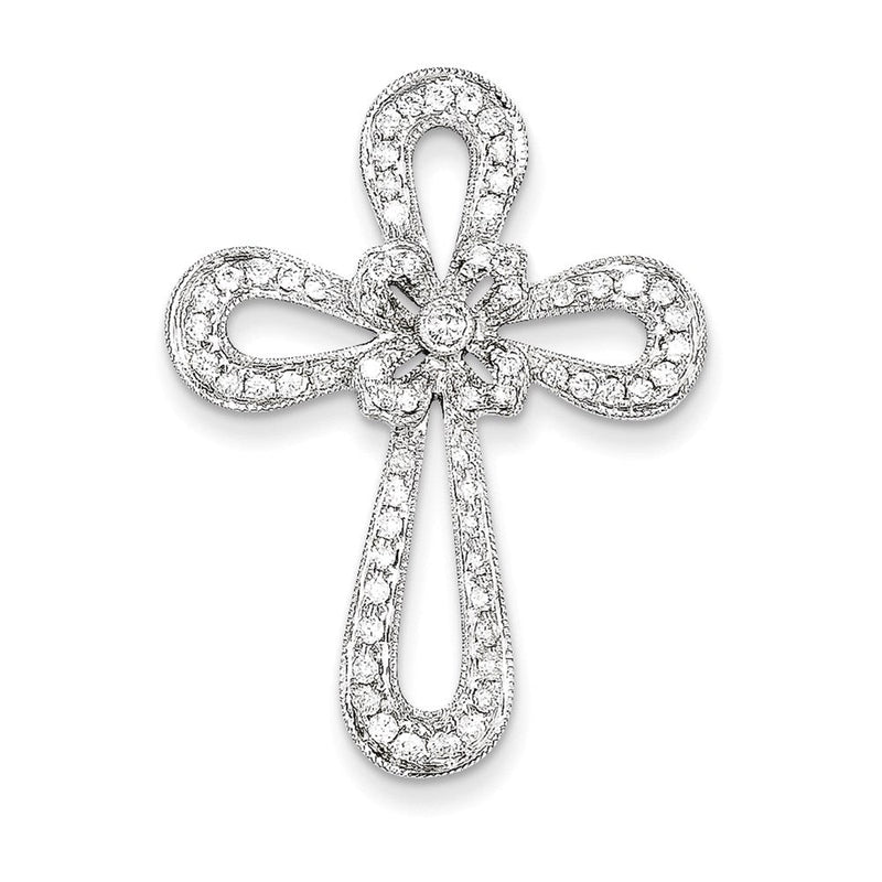 14K Weißgold Filigran Echtdiamant Kreuzanhänger