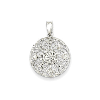 14K Weißgold Echtdiamant-Kreisanhänger