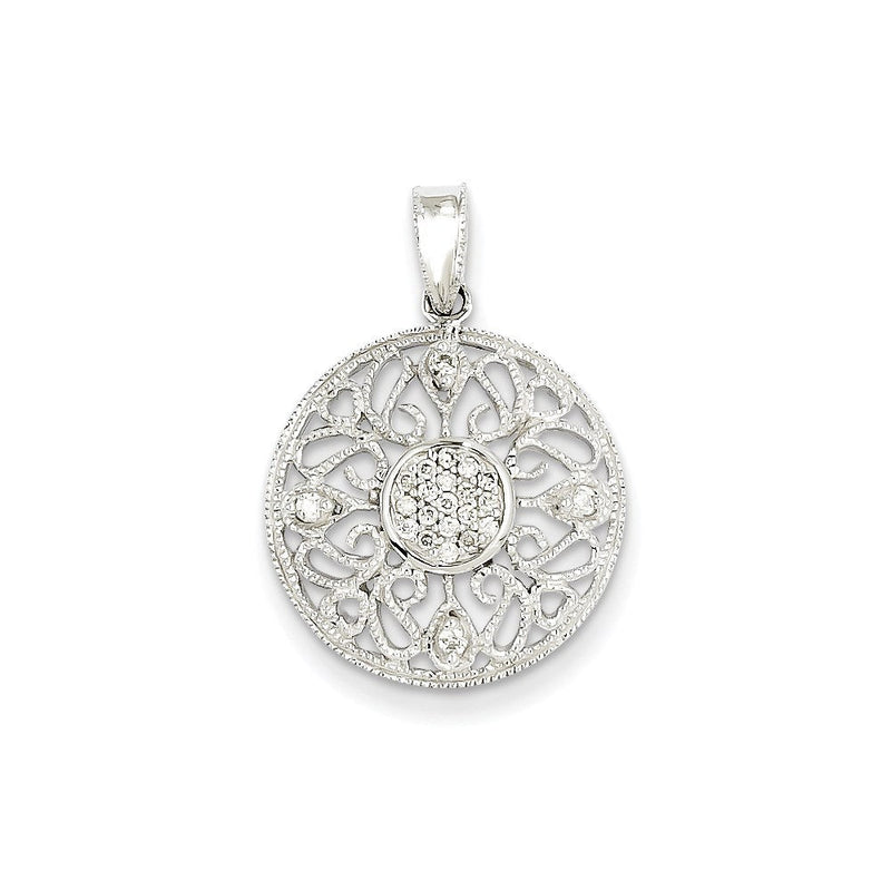 14K Weißgold Echtdiamant-Kreisanhänger