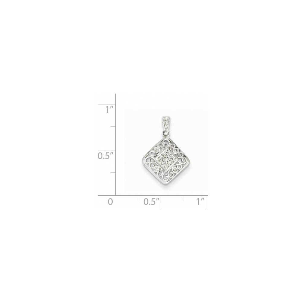 14K Weißgold Anhänger mit echtem Diamant